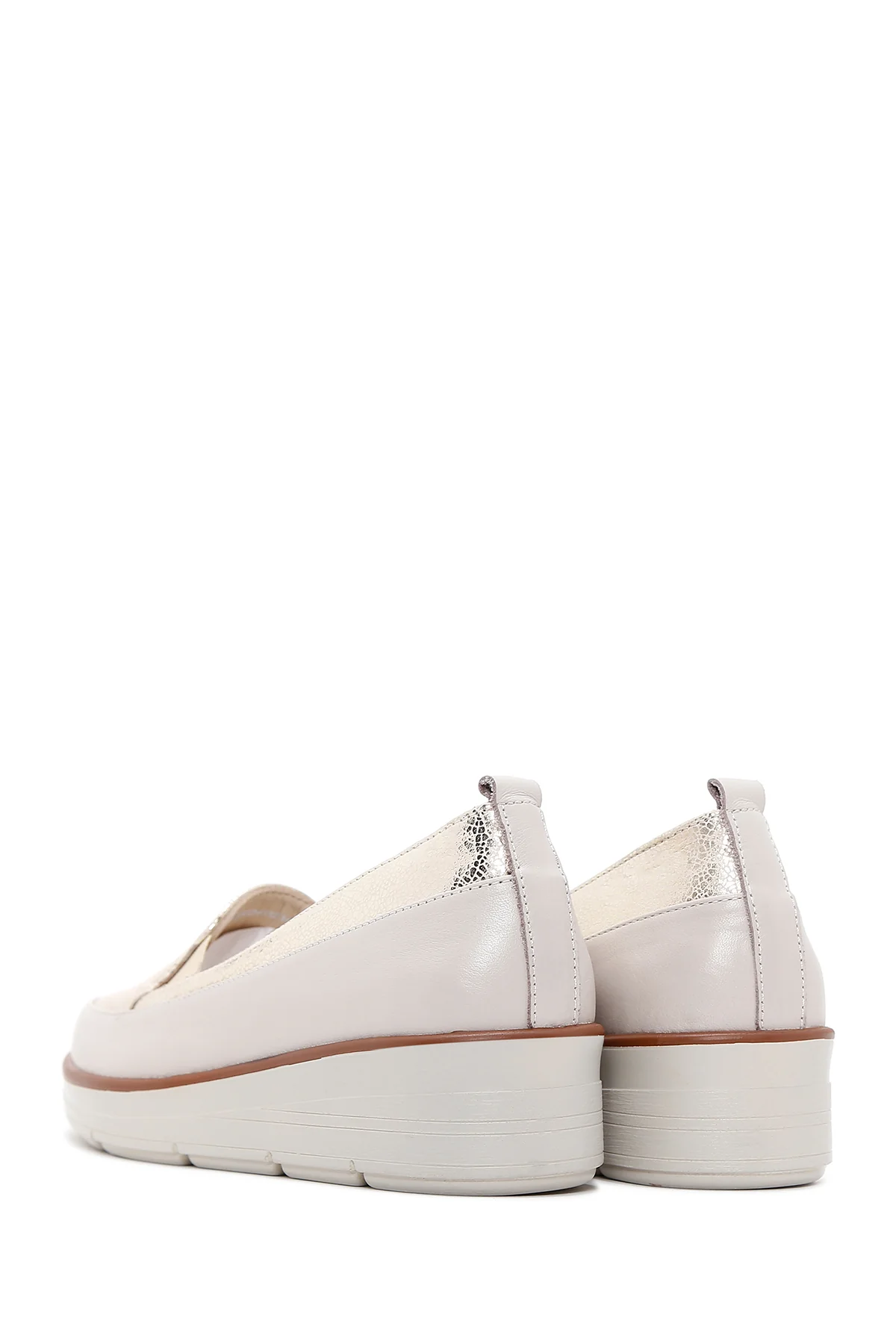 Kadın Bej Deri Comfort Loafer - Image 5