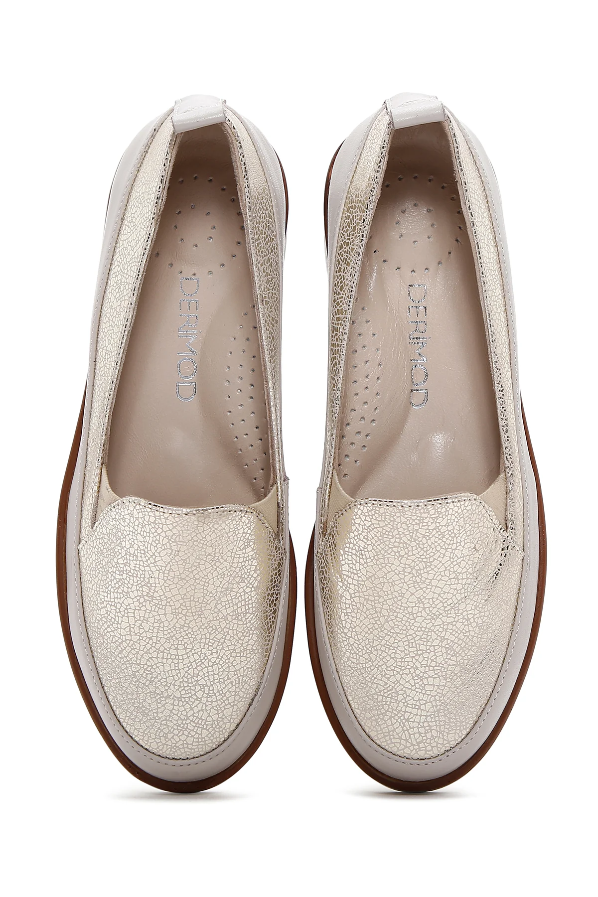 Kadın Bej Deri Comfort Loafer - Image 6