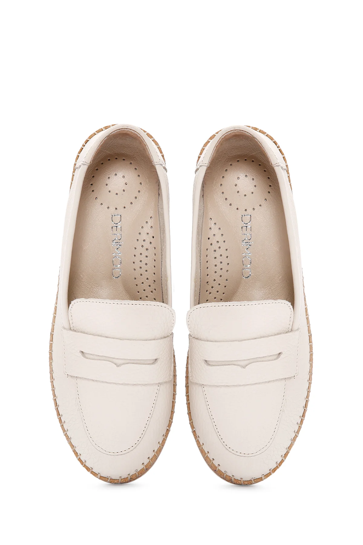 Kadın Bej Deri Comfort Loafer - Image 7