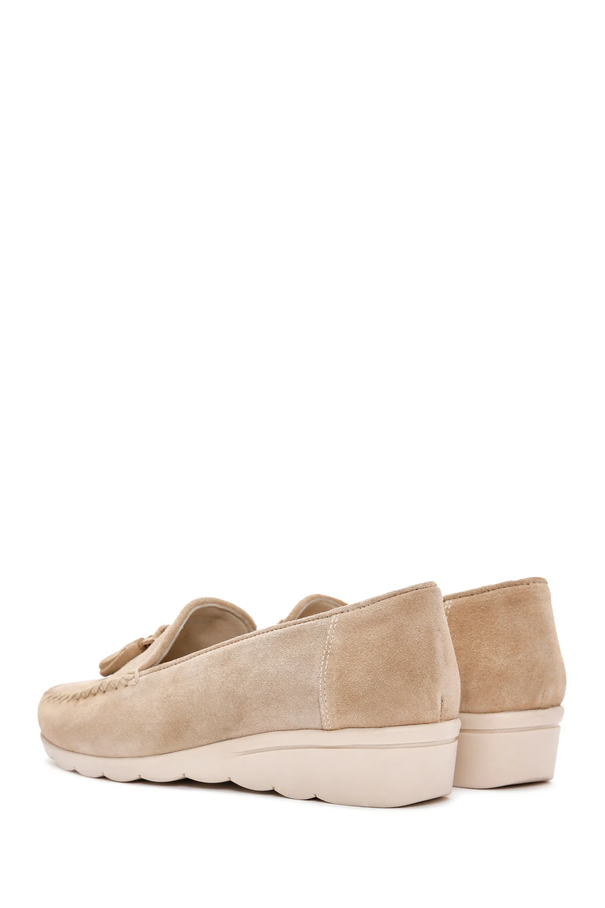 Kadın Bej Deri Comfort Loafer - Image 5
