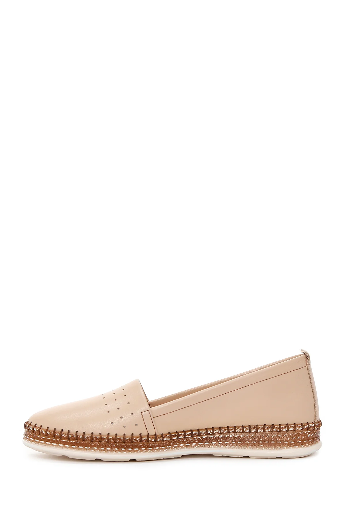 Kadın Bej Deri Comfort Loafer - Image 2