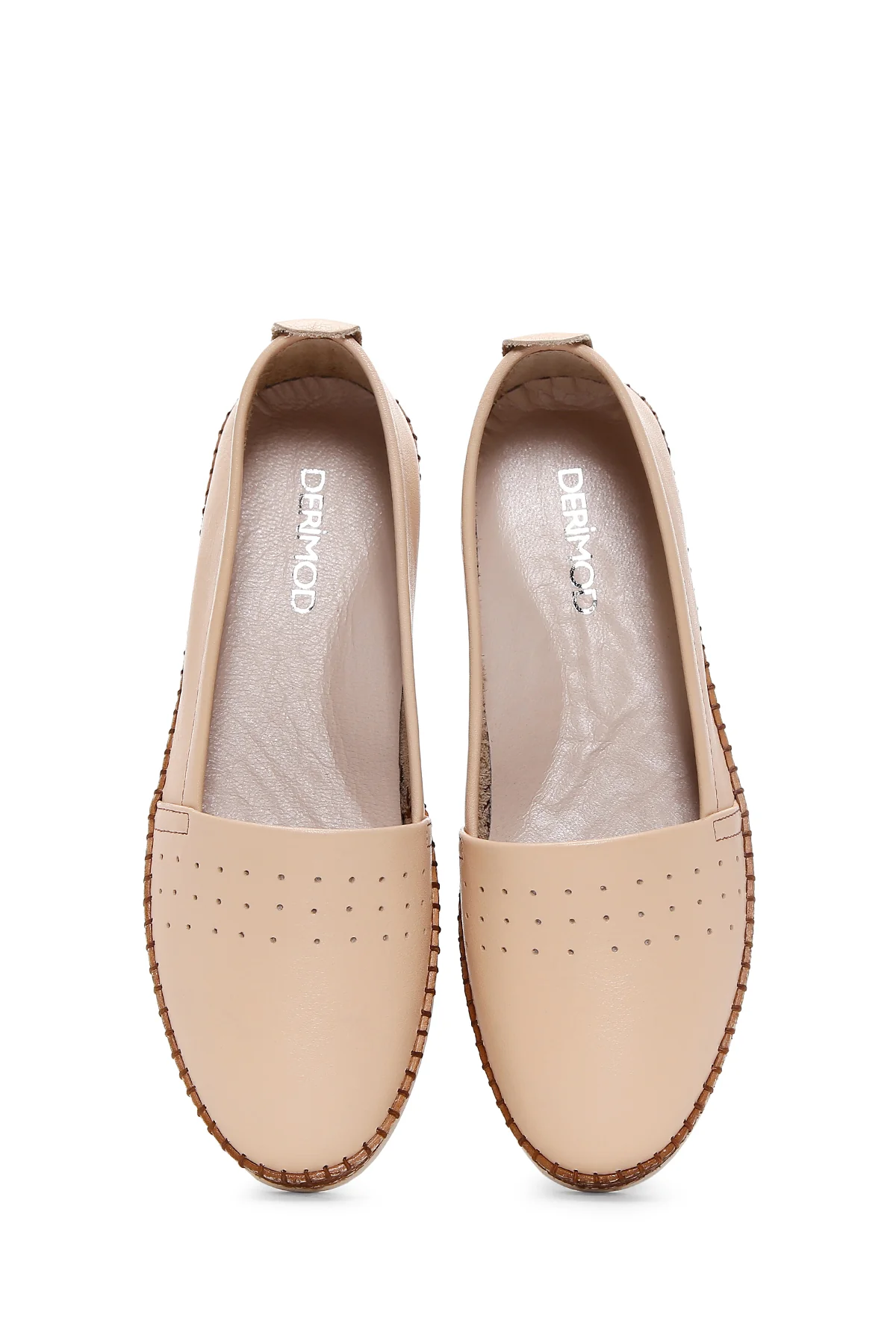 Kadın Bej Deri Comfort Loafer - Image 6