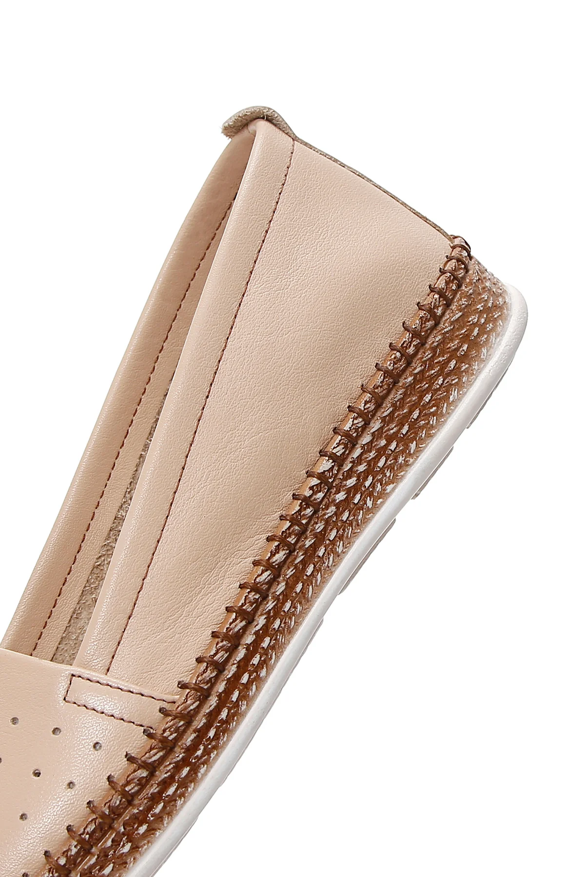 Kadın Bej Deri Comfort Loafer - Image 7