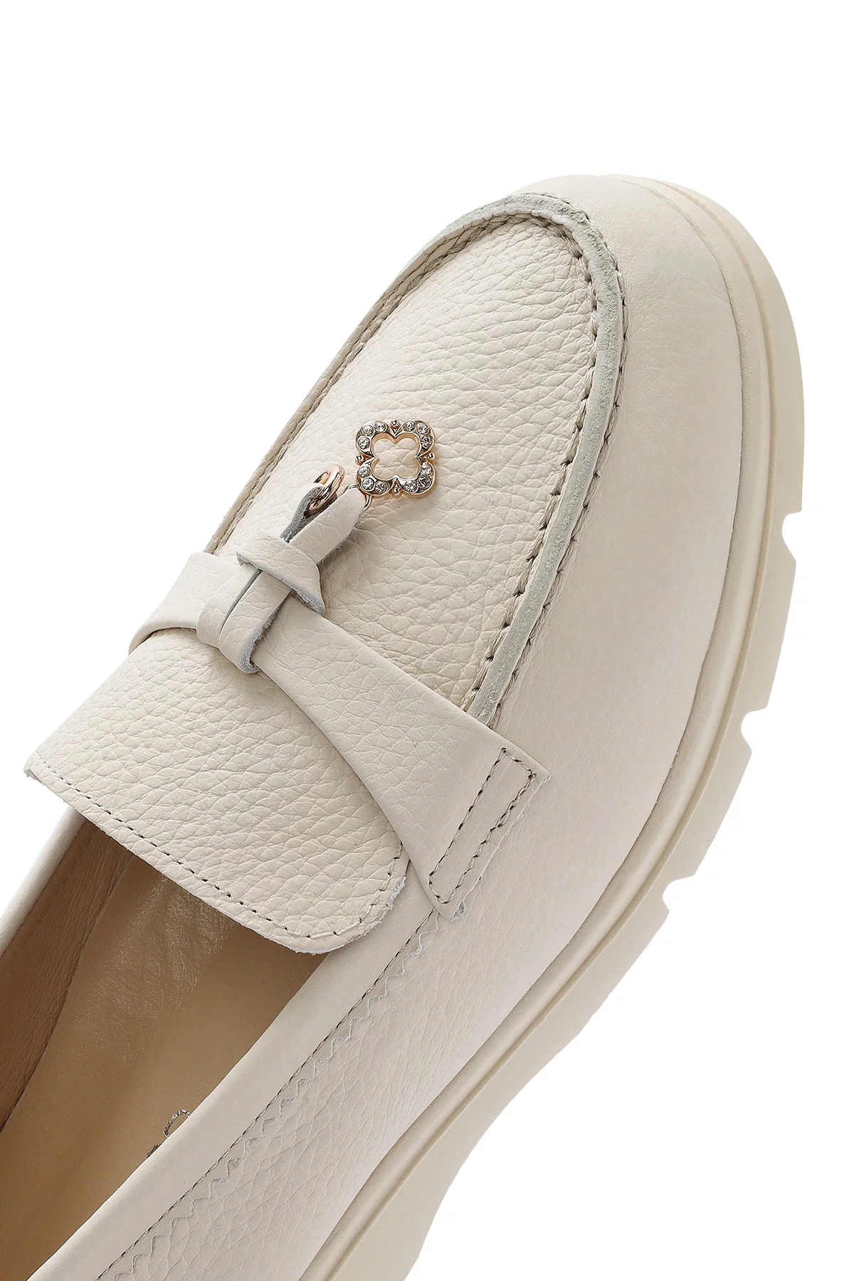 Kadın Bej Deri Comfort Loafer - Image 10