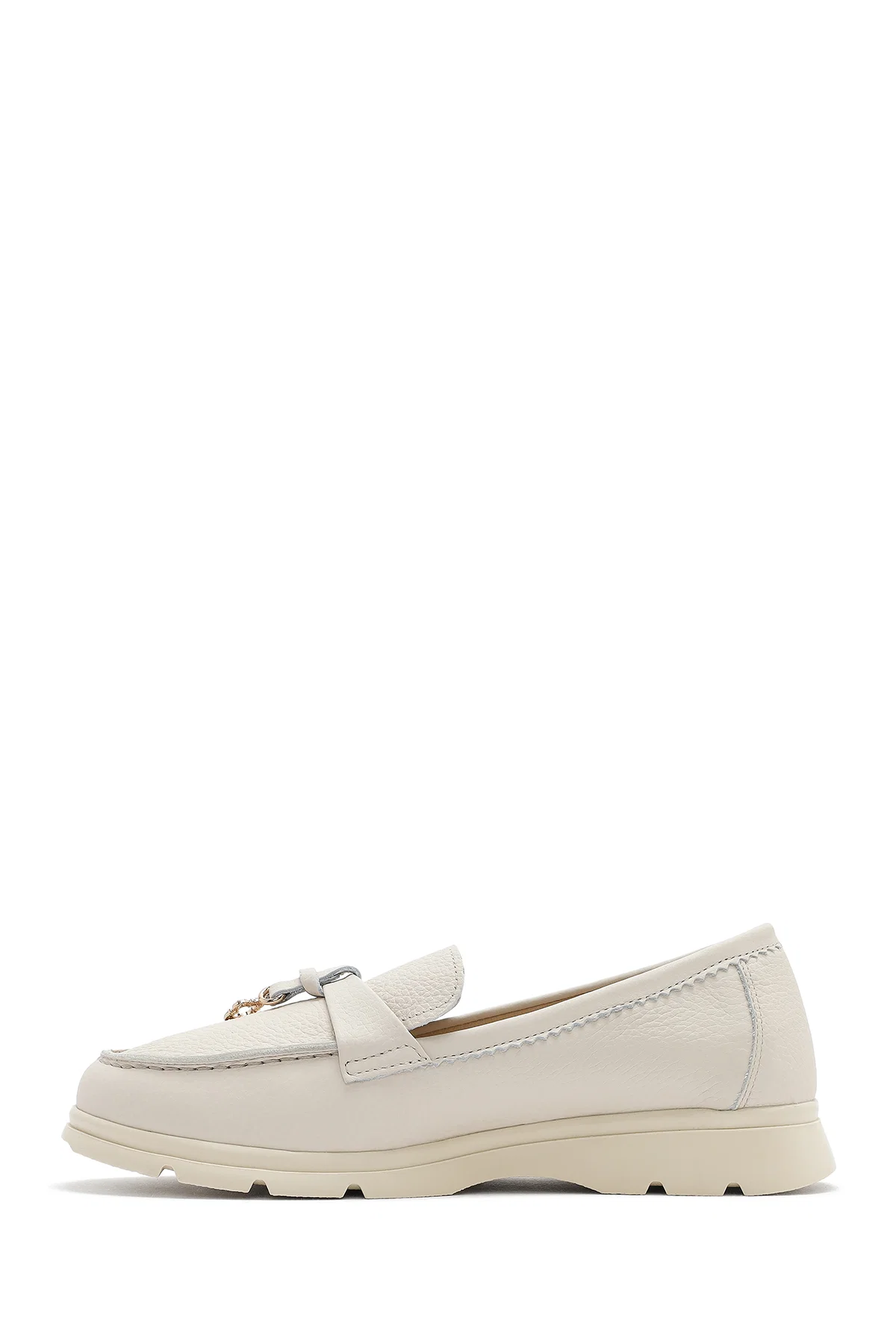 Kadın Bej Deri Comfort Loafer - Image 2