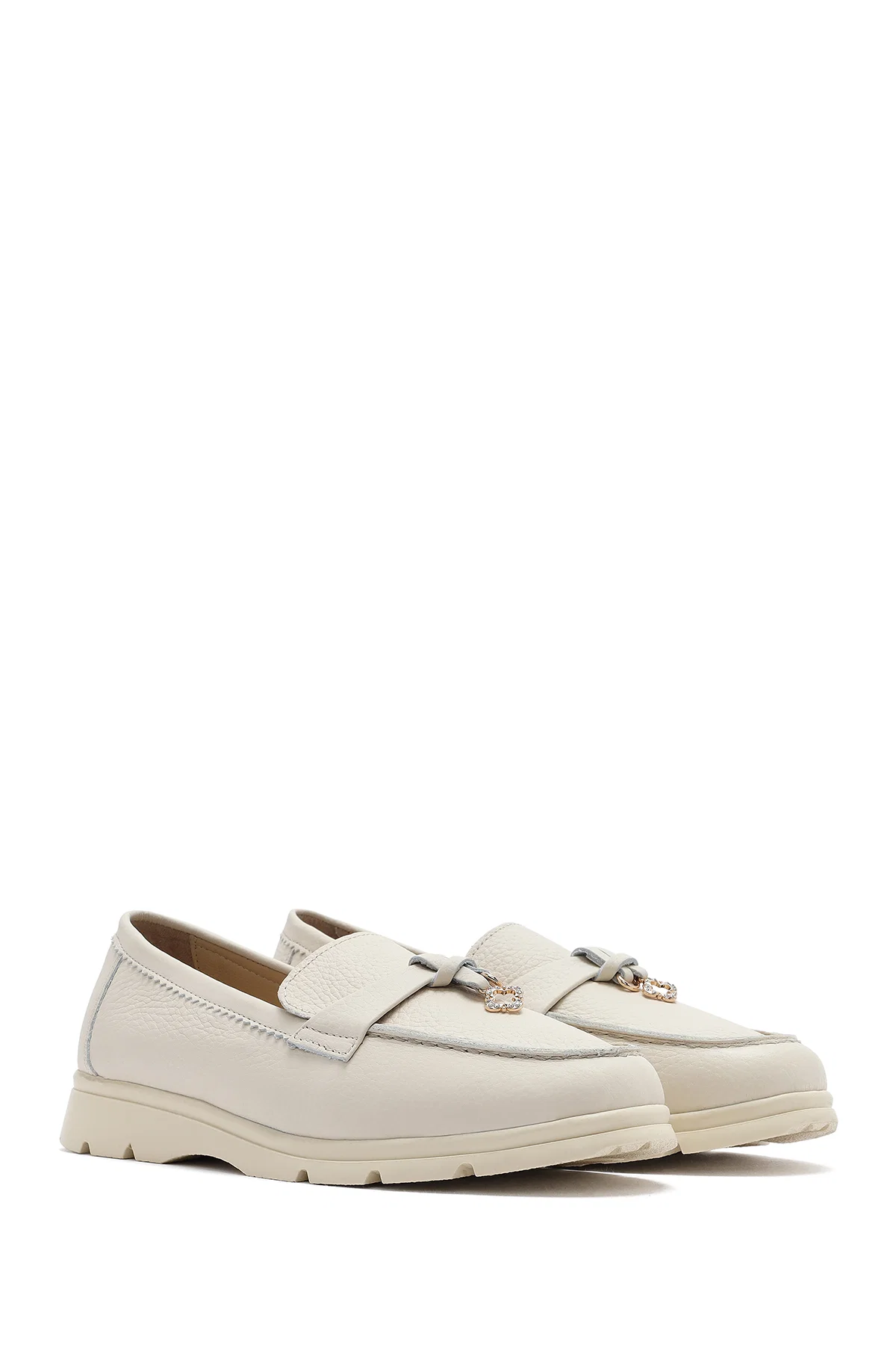 Kadın Bej Deri Comfort Loafer - Image 3