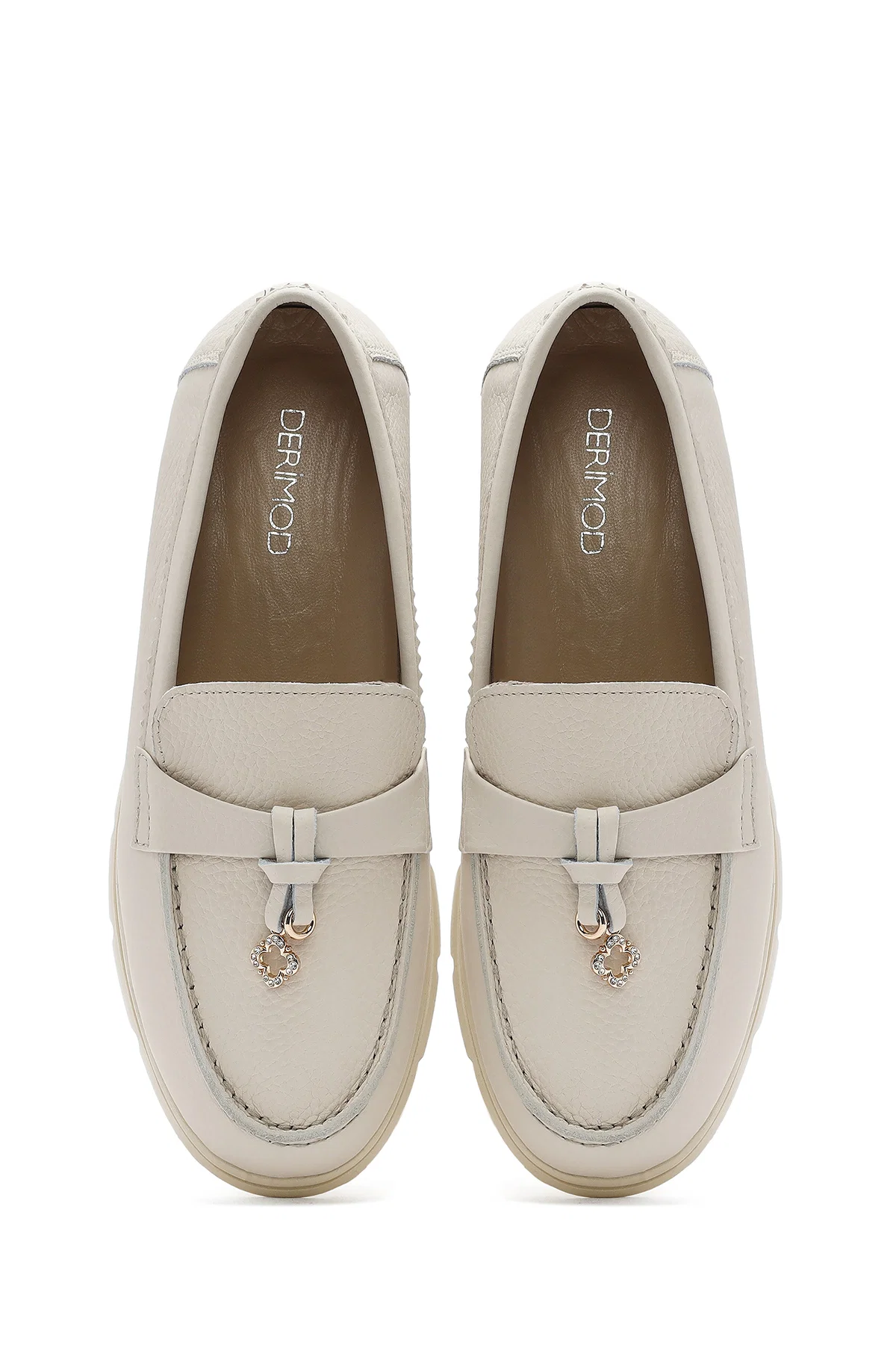 Kadın Bej Deri Comfort Loafer - Image 7