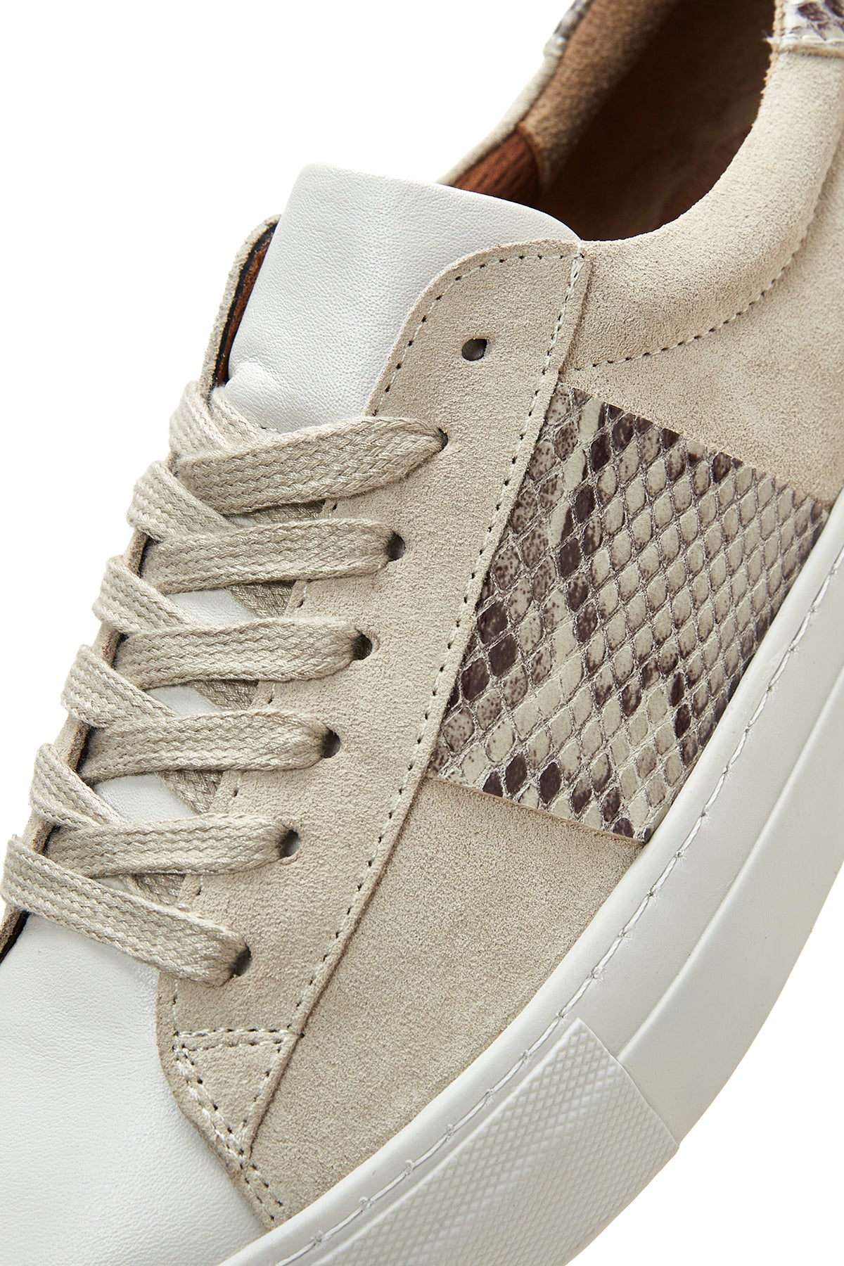 Kadın Bej Deri Desenli Sneaker - Image 7