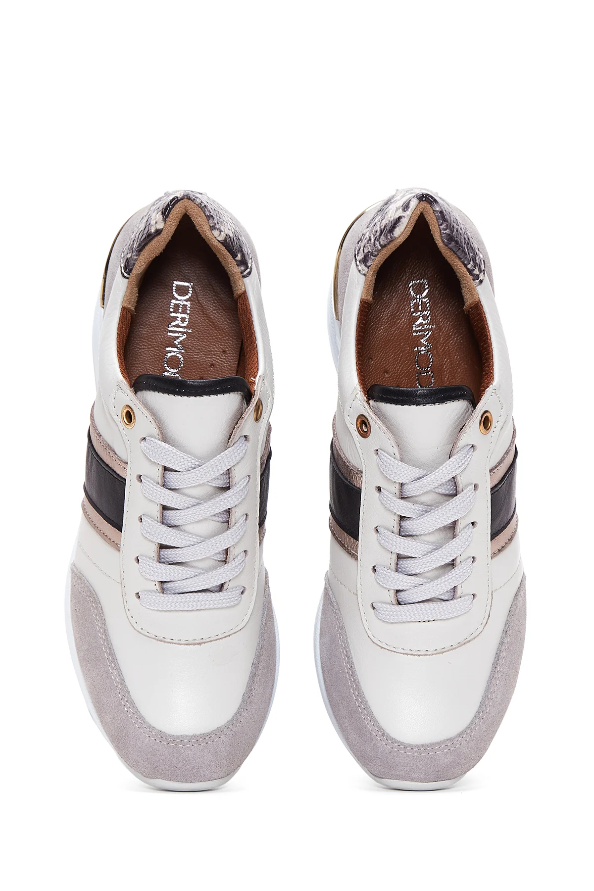 Kadın Bej Deri Dolgu Topuklu Sneaker - Image 6