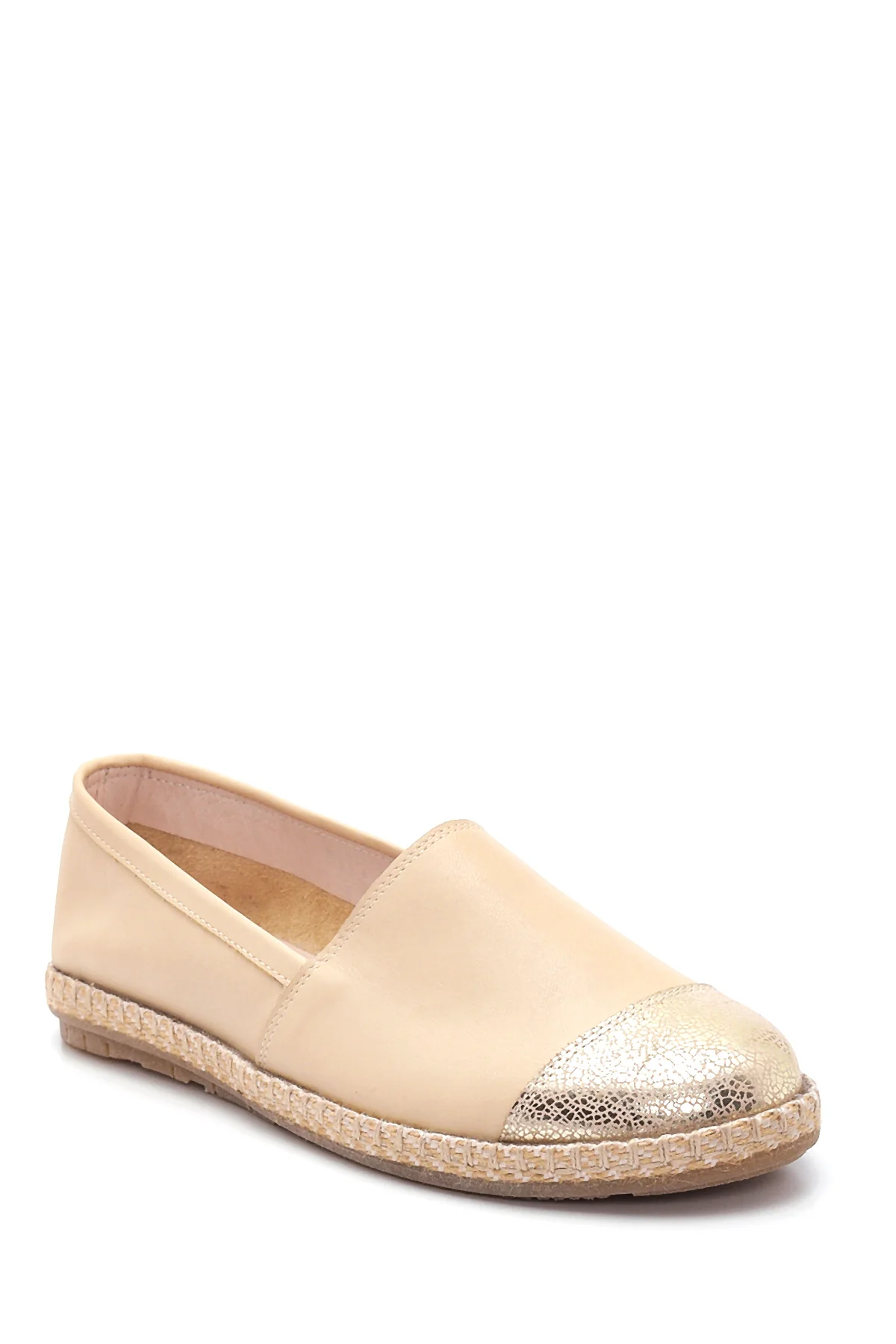 Kadın Bej Deri Espadril - Image 3