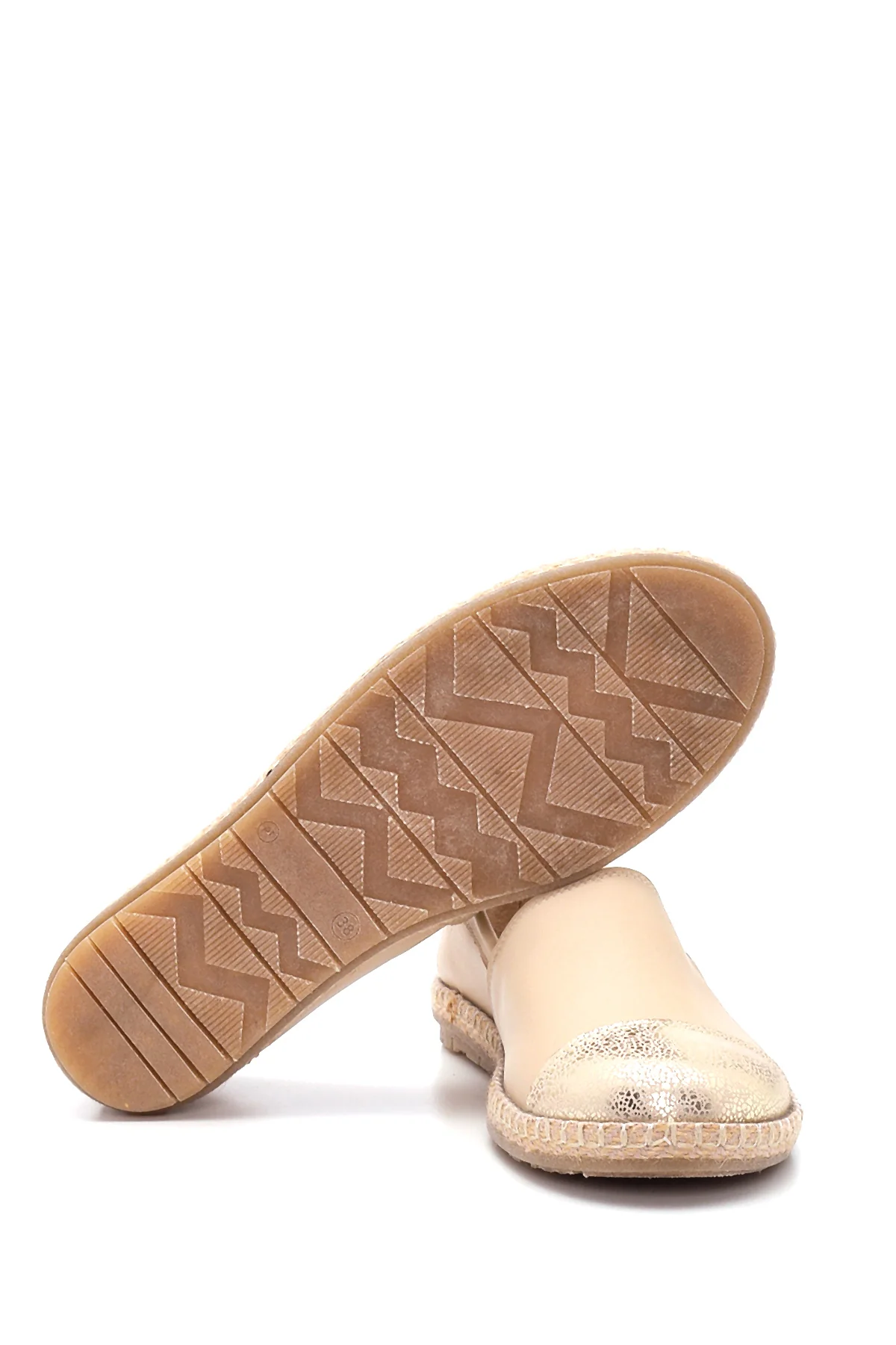 Kadın Bej Deri Espadril - Image 4