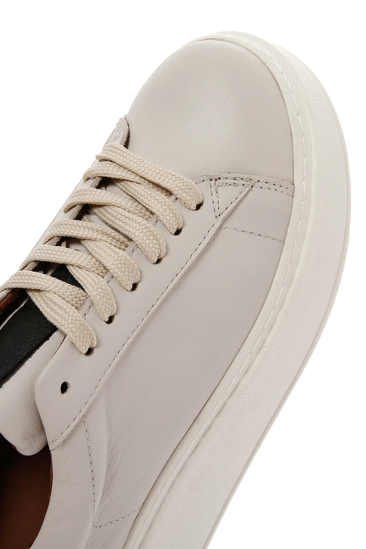 Kadın Bej Deri Kalın Tabanlı Sneaker - Image 9