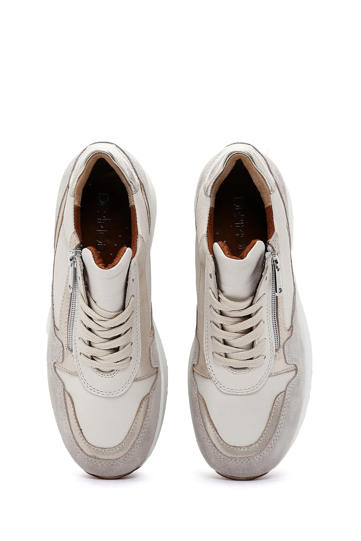 Kadın Bej Deri Kalın Tabanlı Sneaker - Image 6