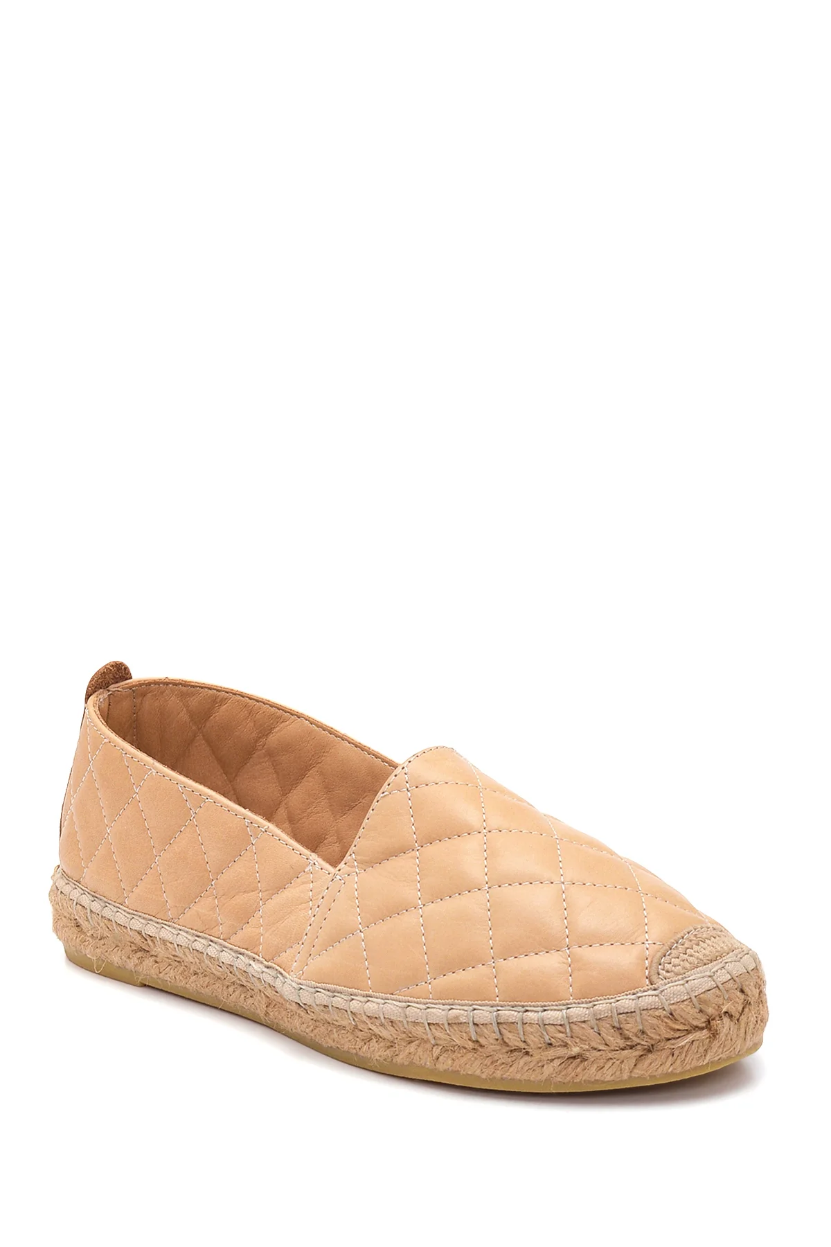 Kadın Bej Deri Kapitone Espadril - Image 3