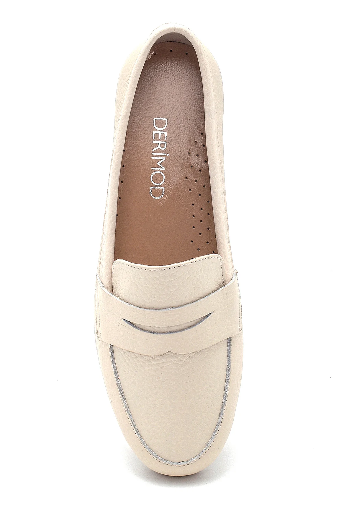 Kadın Bej Deri Loafer - Image 6