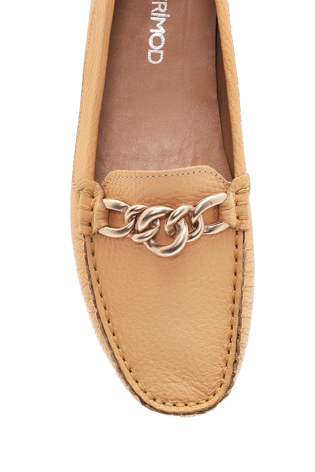 Kadın Bej Deri Loafer - Image 6
