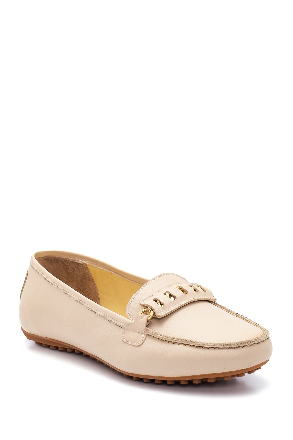 Kadın Bej Deri Loafer - Image 3