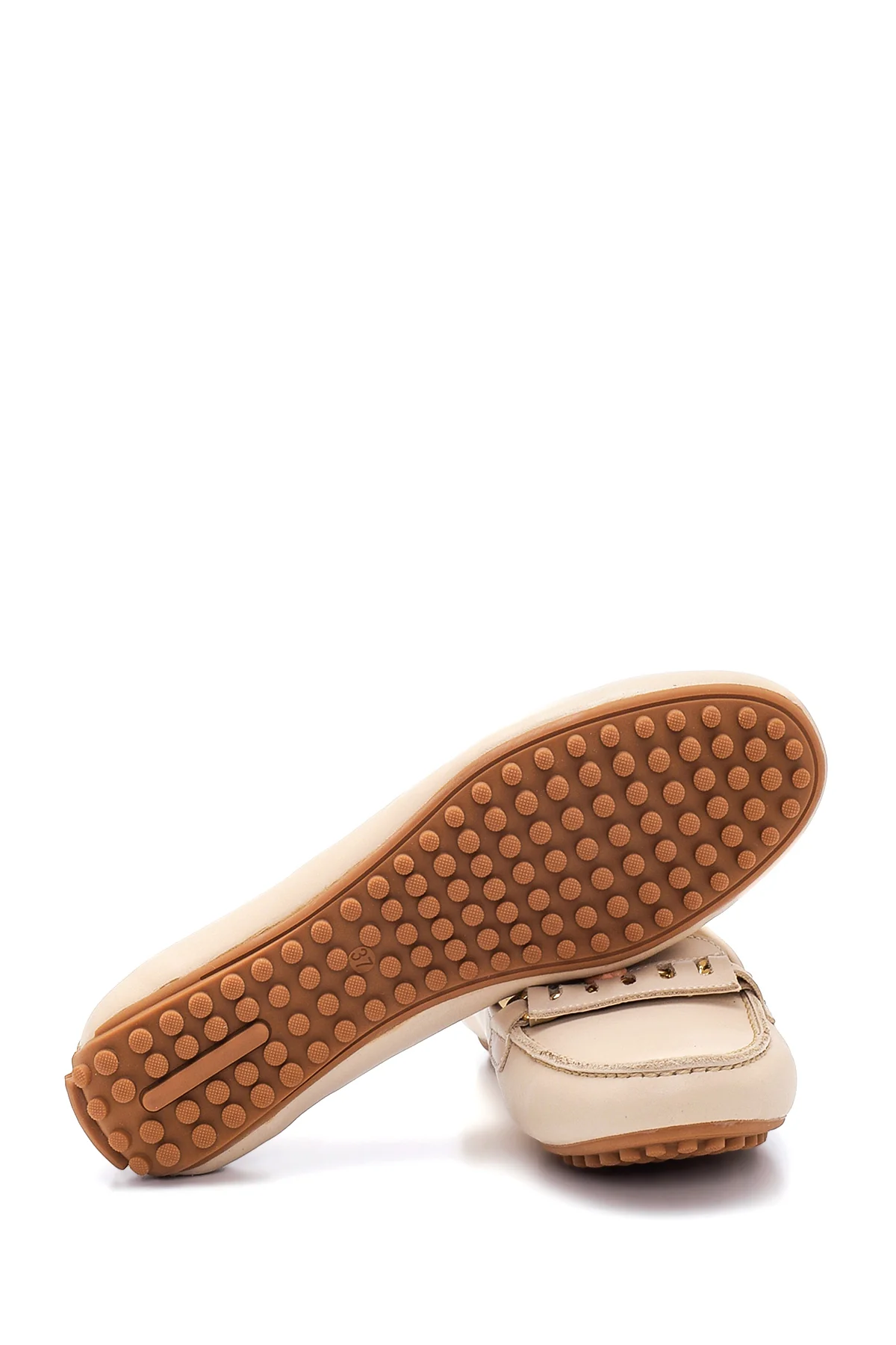 Kadın Bej Deri Loafer - Image 4