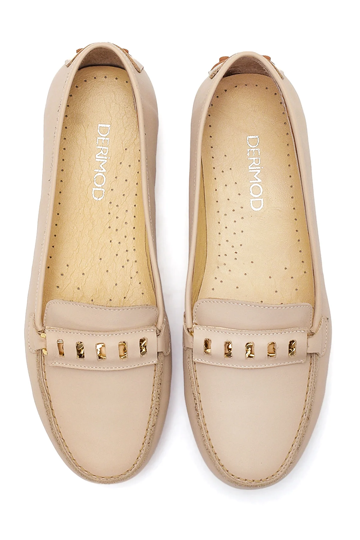 Kadın Bej Deri Loafer - Image 7