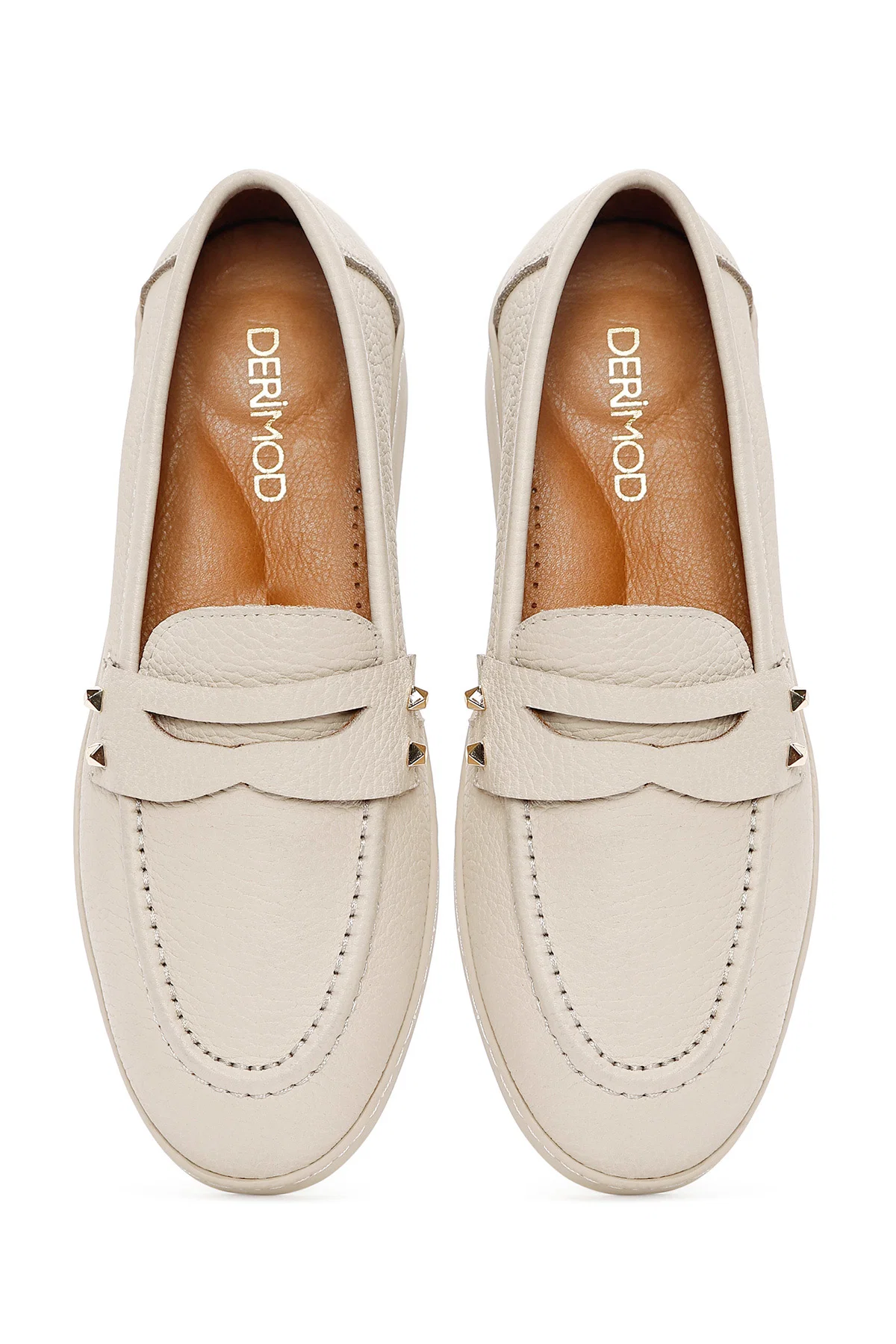 Kadın Bej Deri Loafer - Image 6