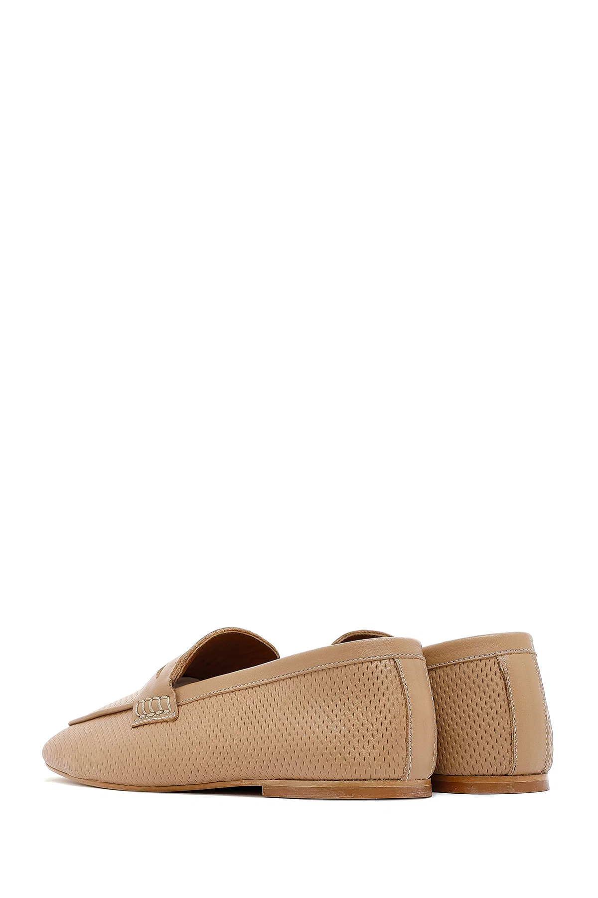 Kadın Bej Deri Loafer - Image 5