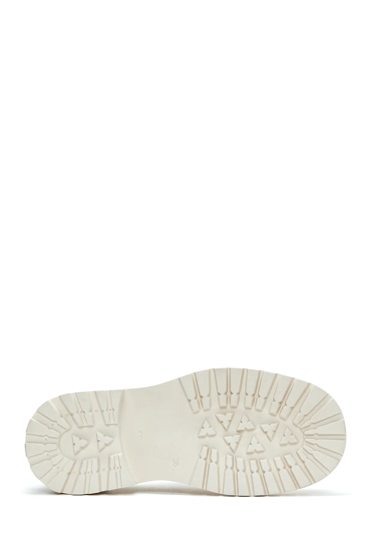 Kadın Bej Deri Maskülen Loafer - Image 4