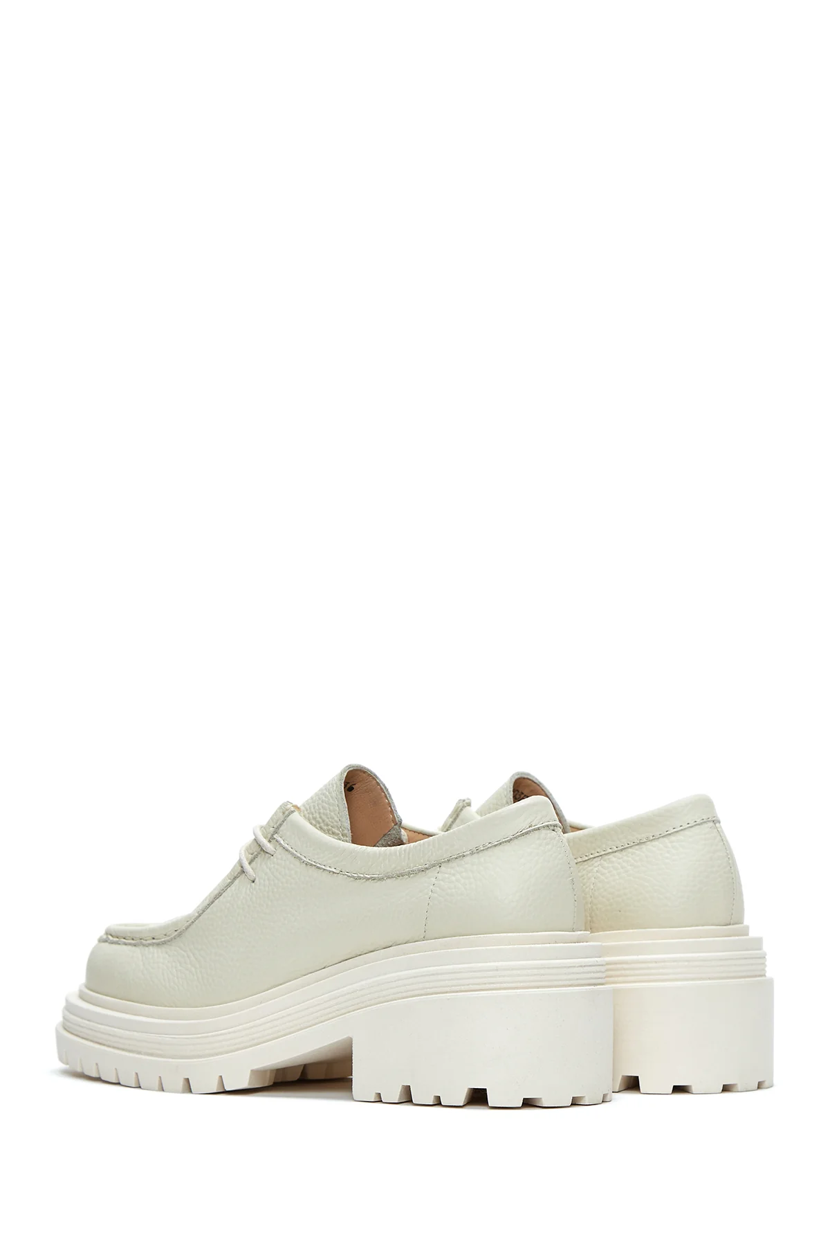 Kadın Bej Deri Maskülen Loafer - Image 5