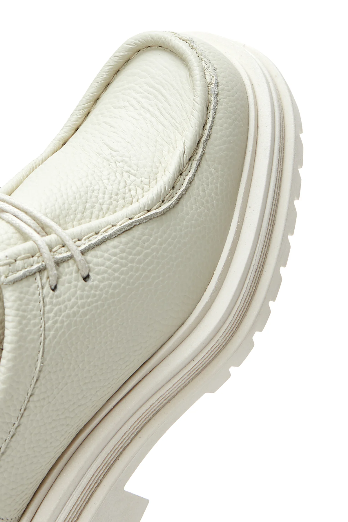 Kadın Bej Deri Maskülen Loafer - Image 8