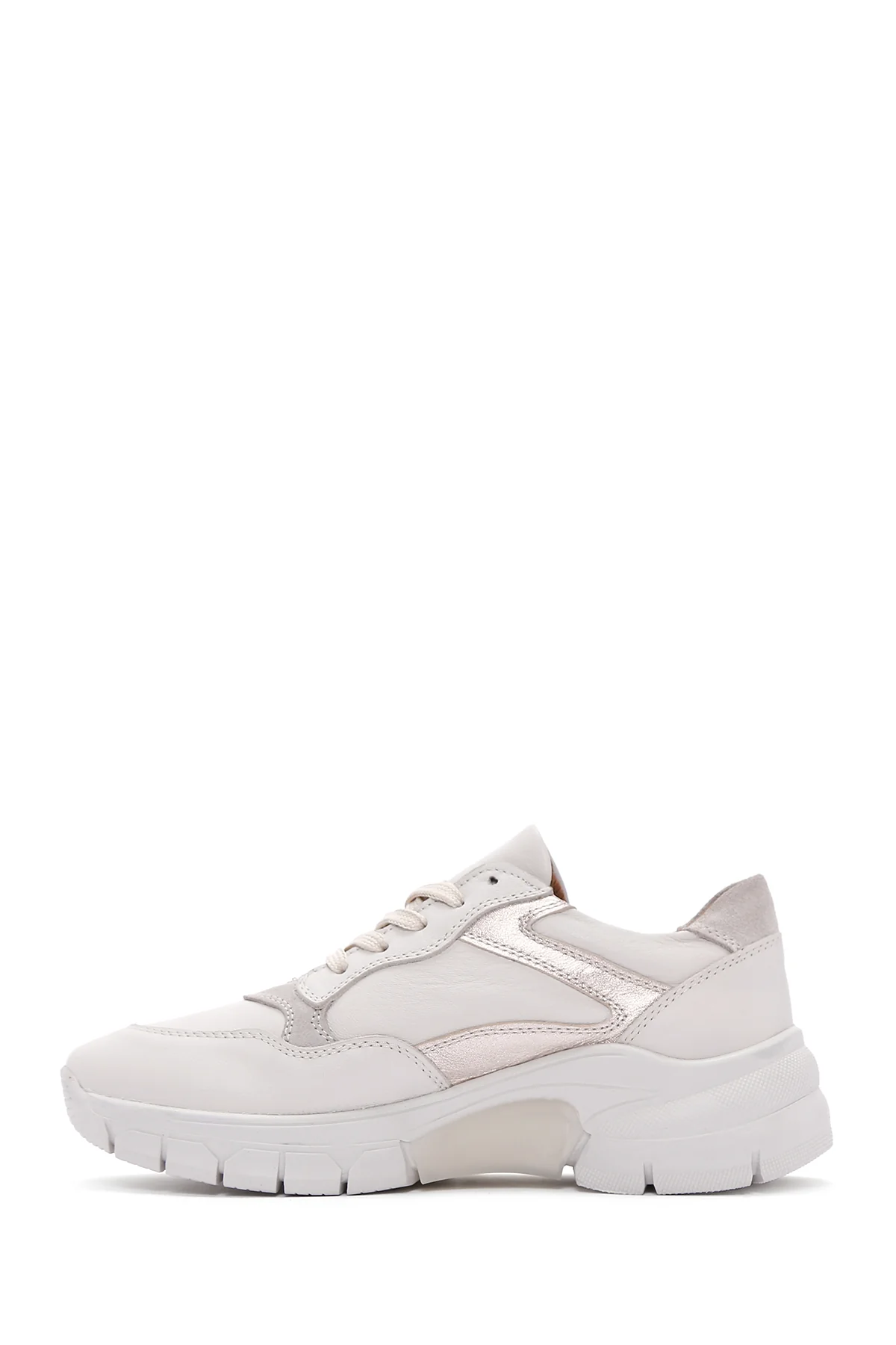 Kadın Bej Deri Sneaker - Image 2