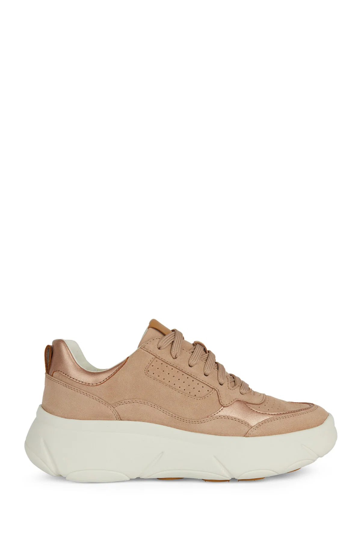 Geox Kadın Bej Nebula Bağcıklı Kalın Tabanlı Deri Sneaker