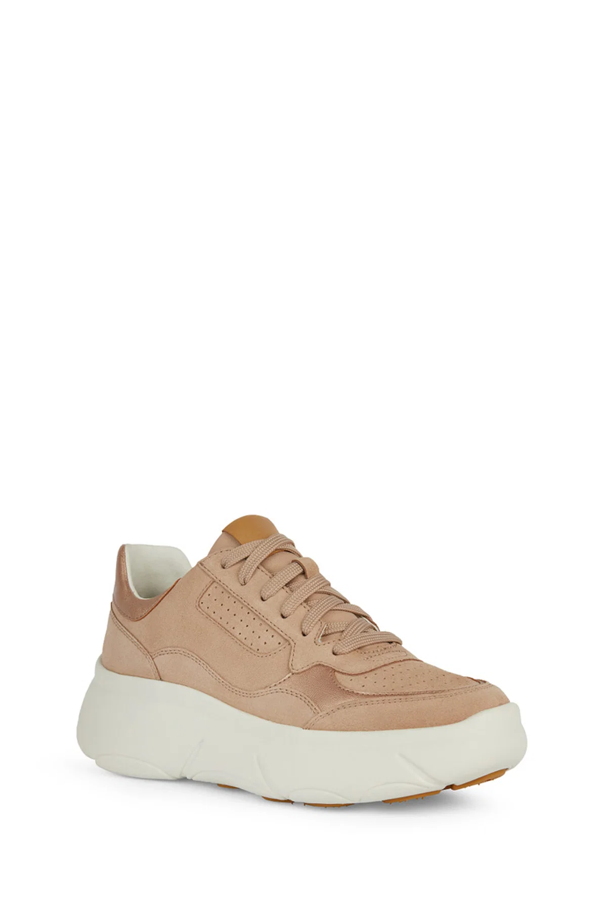 Geox Kadın Bej Nebula Bağcıklı Kalın Tabanlı Deri Sneaker - Image 2