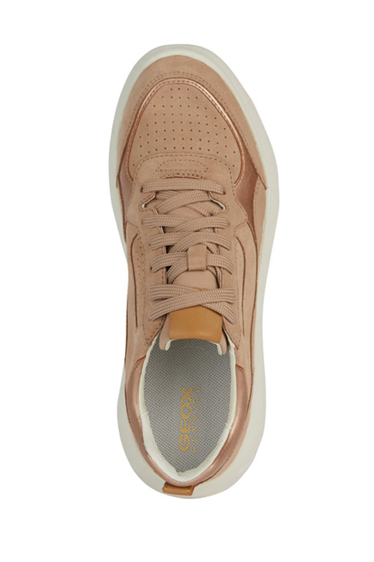 Geox Kadın Bej Nebula Bağcıklı Kalın Tabanlı Deri Sneaker - Image 5