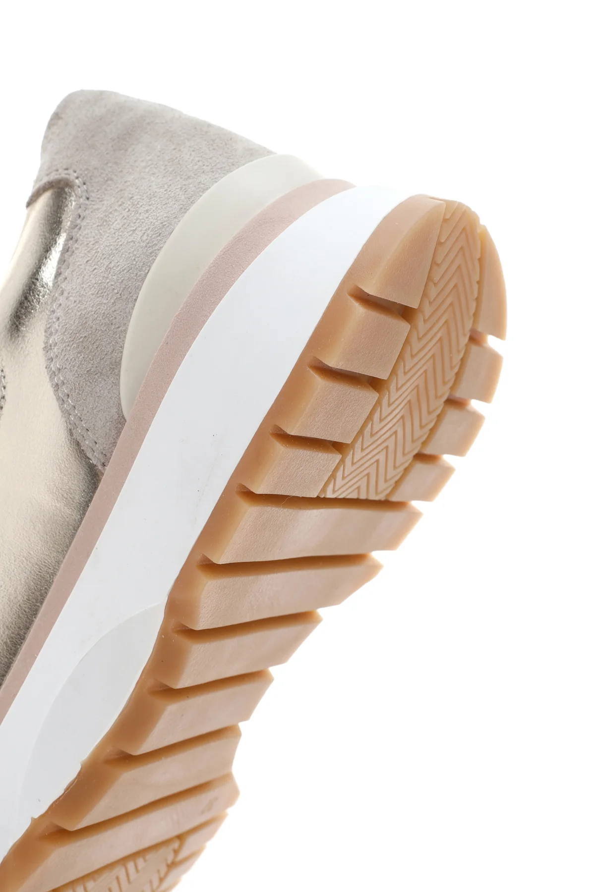 Kadın Bej Deri Süet Detaylı Sneaker - Image 10