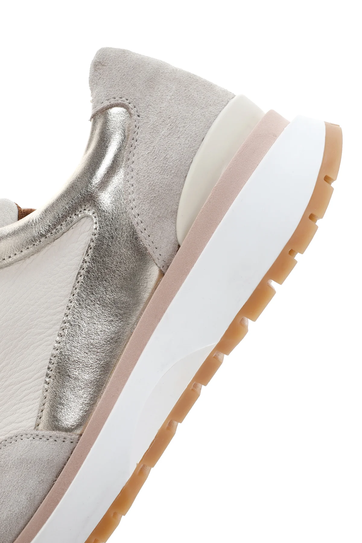 Kadın Bej Deri Süet Detaylı Sneaker - Image 8