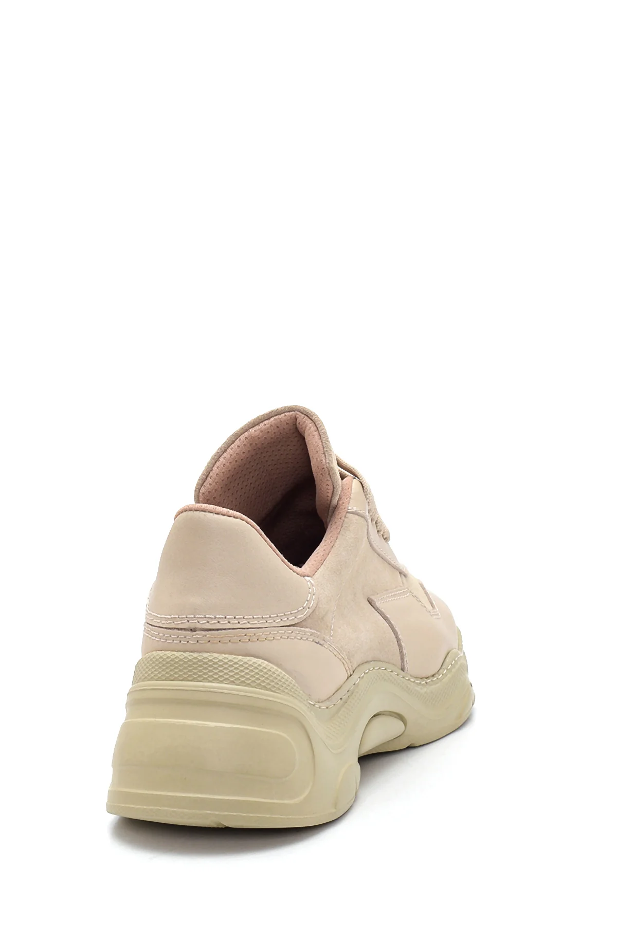 Kadın Bej Deri Yüksek Taban Sneaker - Image 7