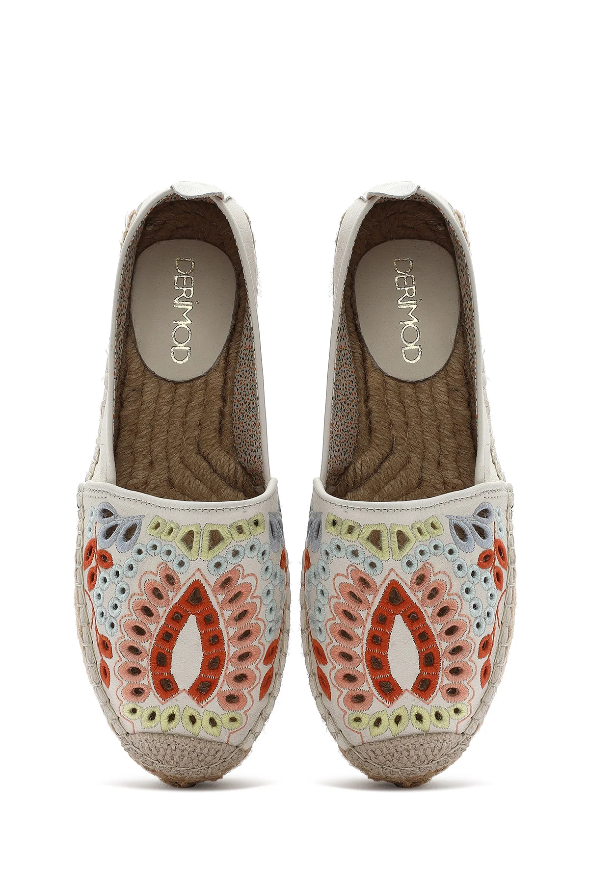 Kadın Bej Desenli Deri Espadril - Image 5