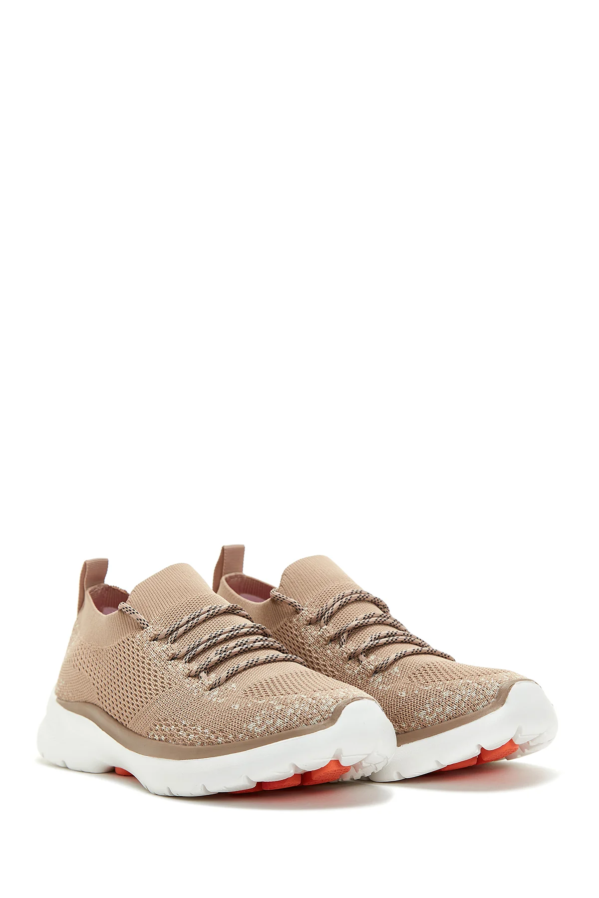 Kadın Bej Desenli Kumaş Sneaker - Image 3