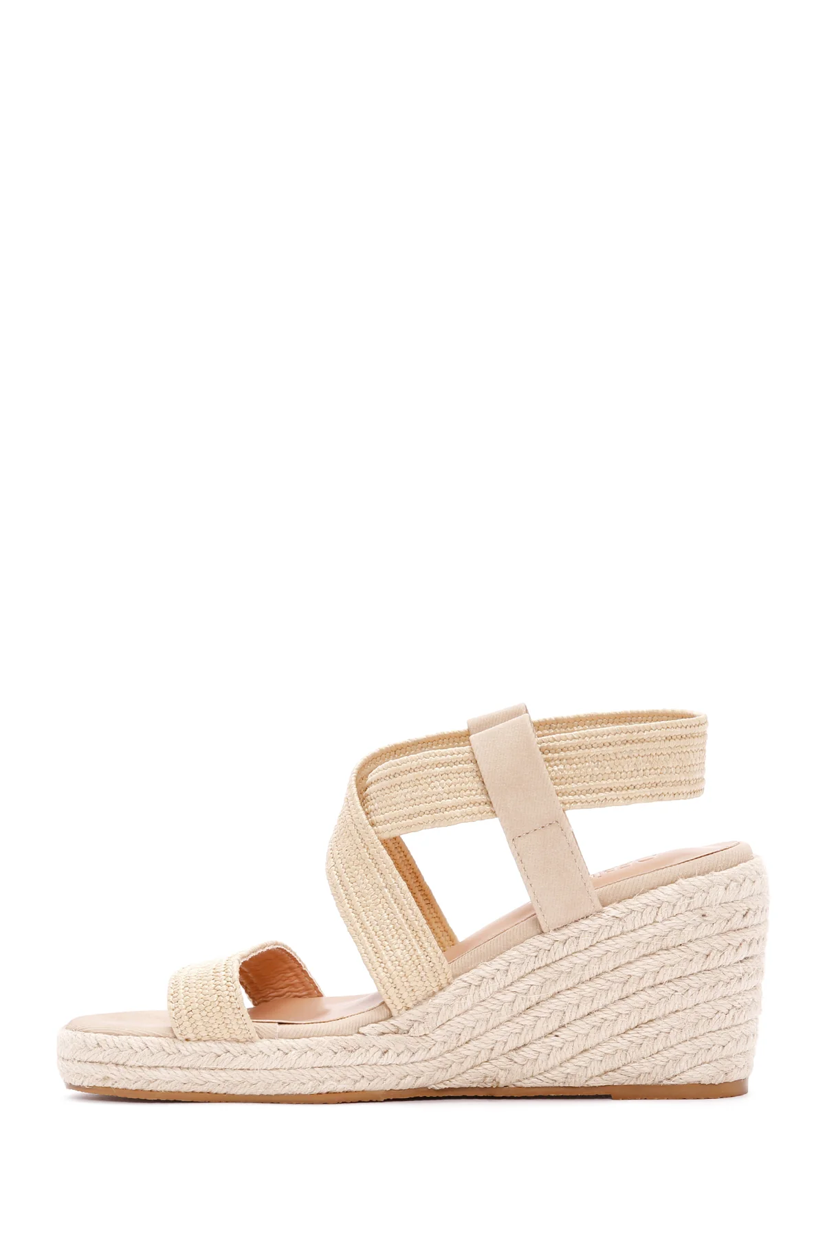 Kadın Bej Dolgu Topuklu Espadril - Image 3