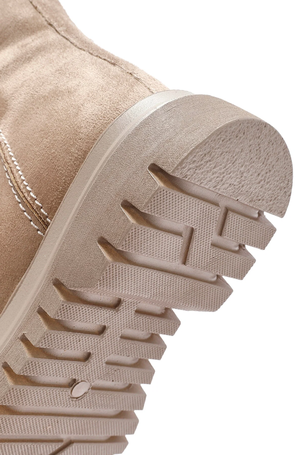Kadın Bej Fermuarlı Süet Bot - Image 8