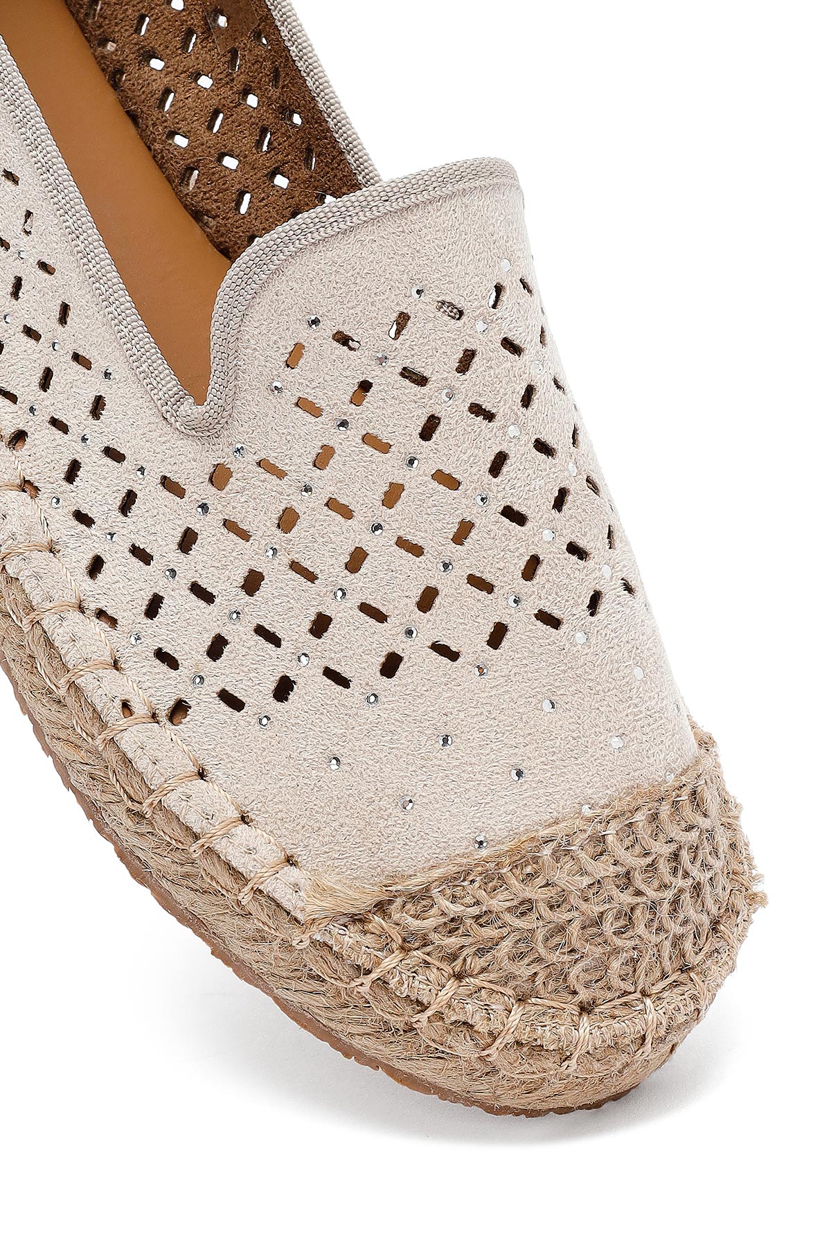 Kadın Bej Fileli Süet Espadril - Image 10