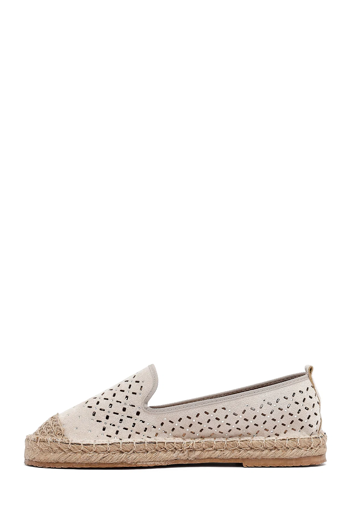 Kadın Bej Fileli Süet Espadril - Image 2