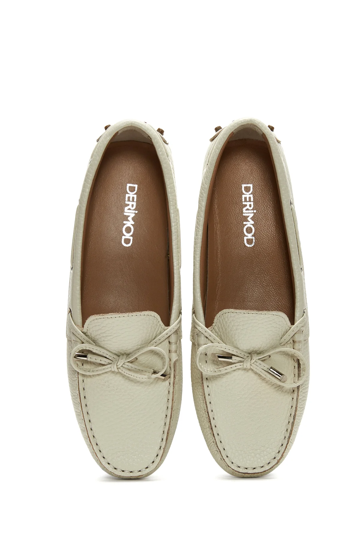 Kadın Bej Fiyonk Detaylı Deri Loafer - Image 6