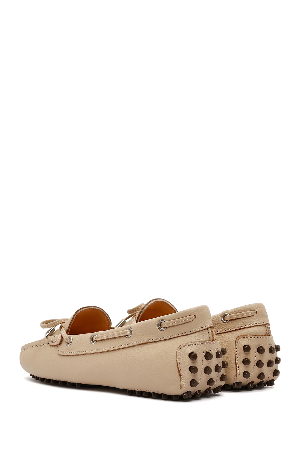 Kadın Bej Fiyonklu Deri Loafer - Image 5
