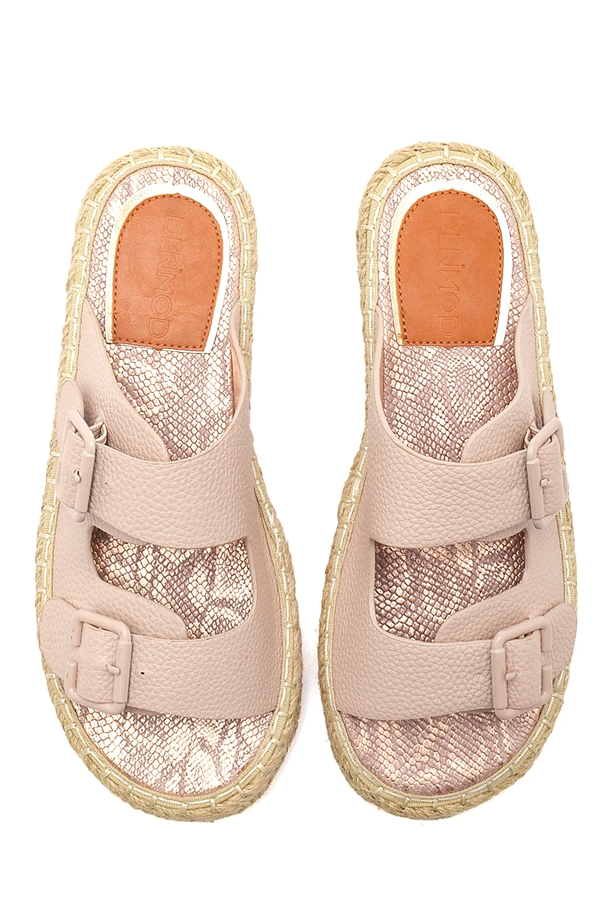 Kadın Bej Hasır Espadril Terlik - Image 6