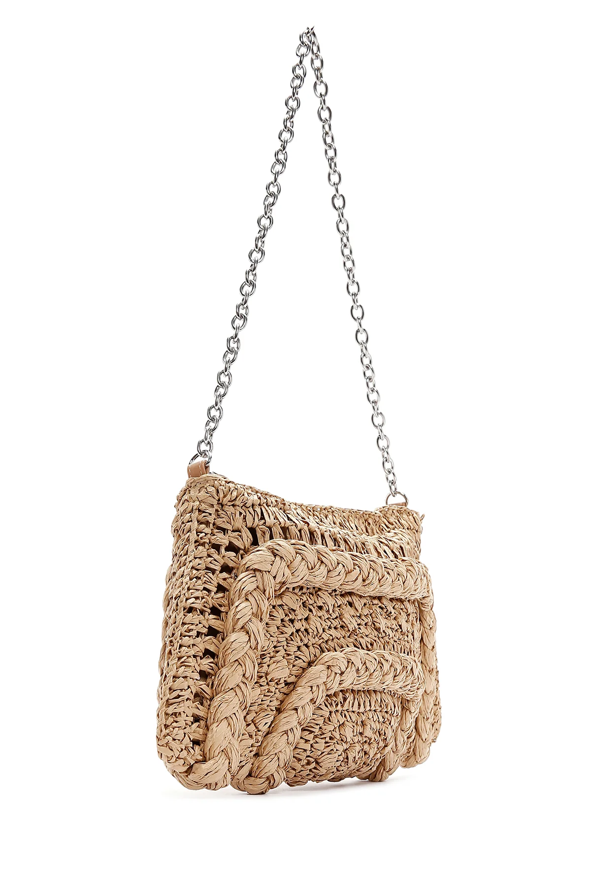 Kadın Bej Hasır Omuz Çantası - Image 6