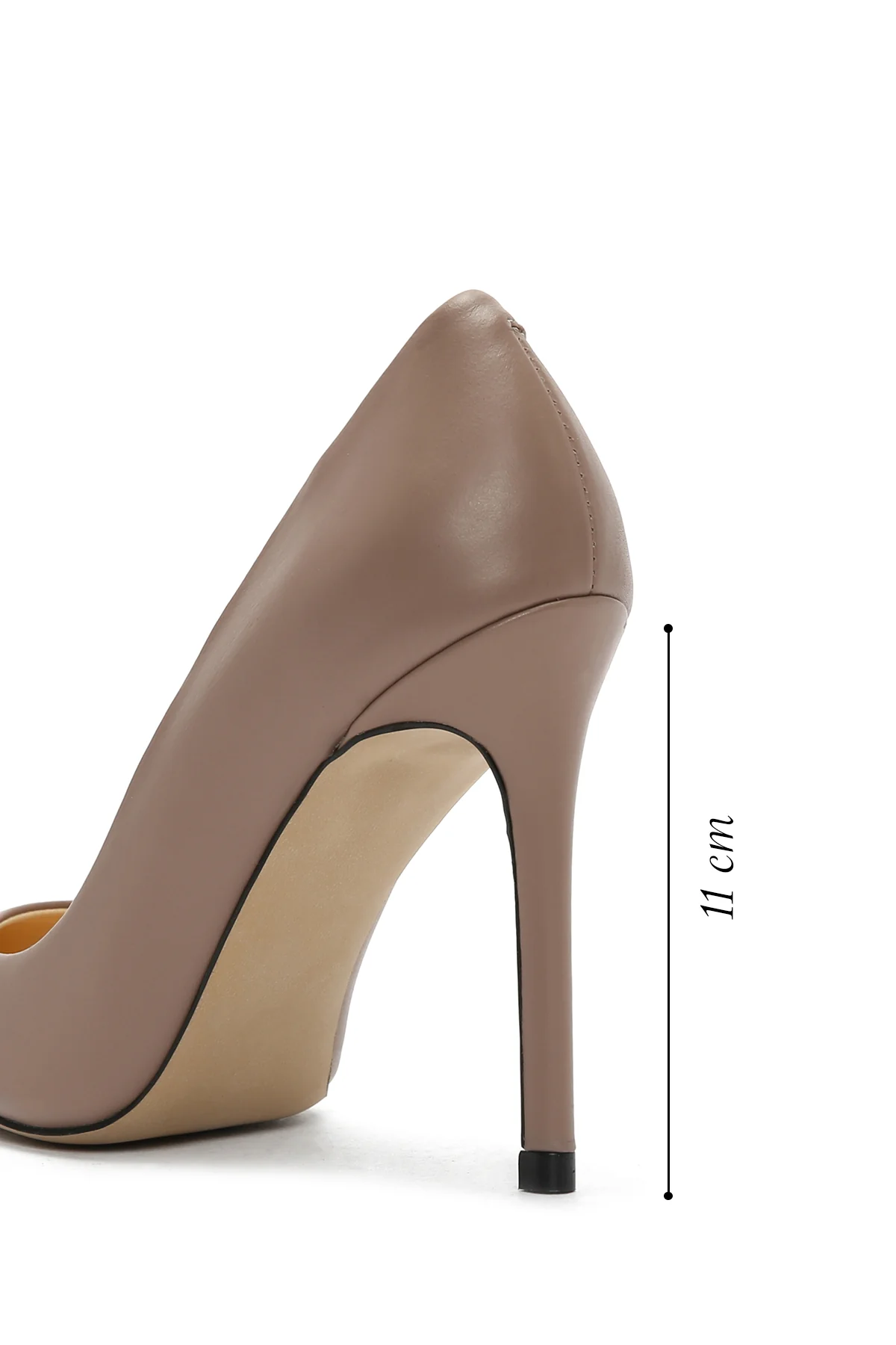 Kadın Bej İnce Topuklu Deri Stiletto - Image 2