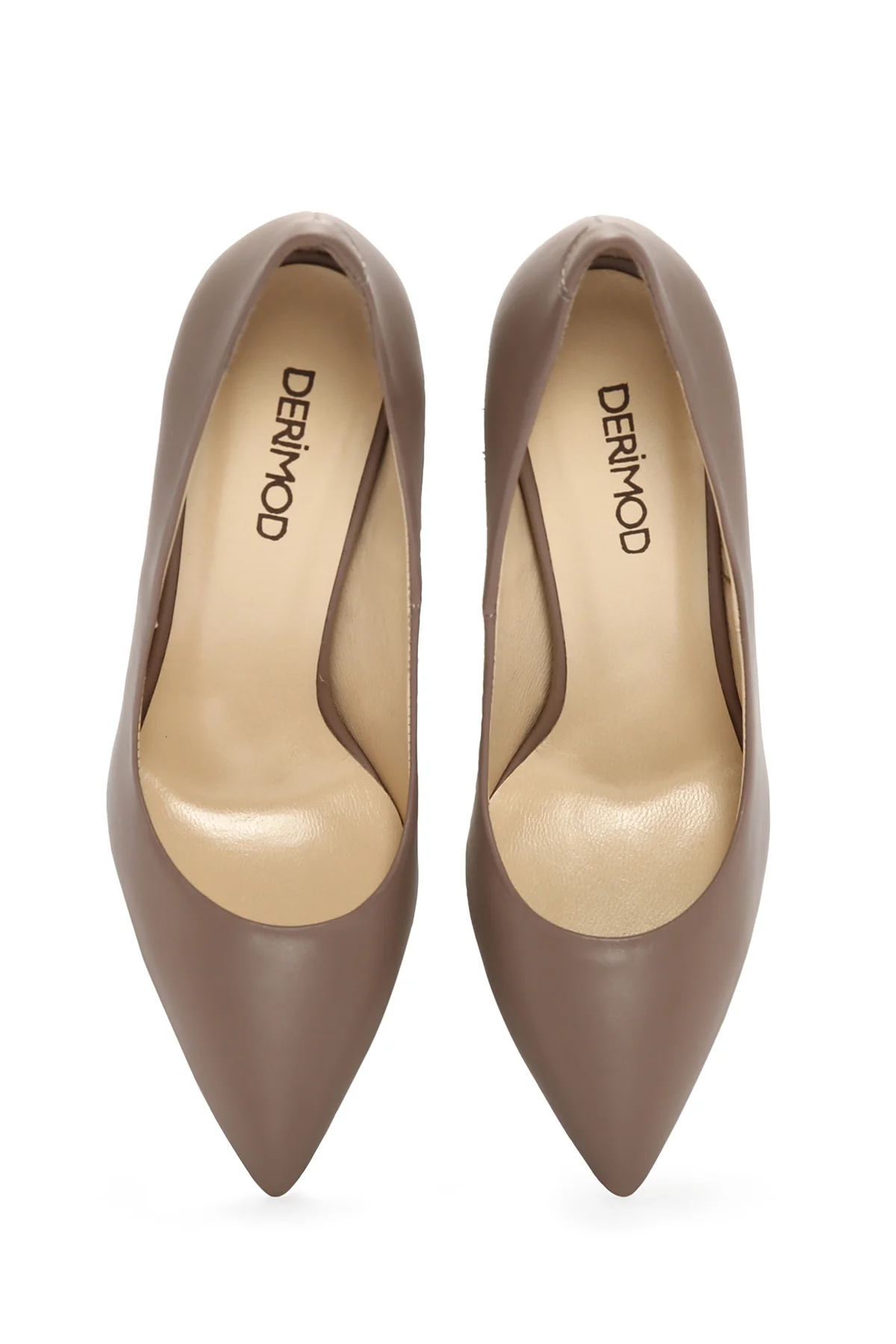 Kadın Bej İnce Topuklu Deri Stiletto - Image 7