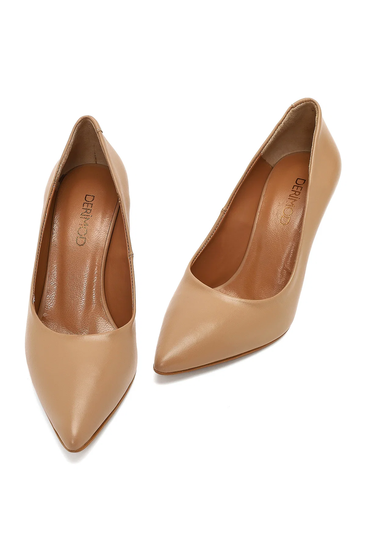 Kadın Bej İnce Topuklu Deri Stiletto - Image 11