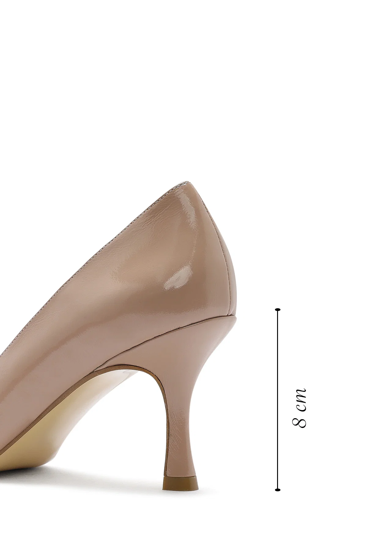 Kadın Bej İnce Topuklu Rugan Deri Stiletto - Image 2