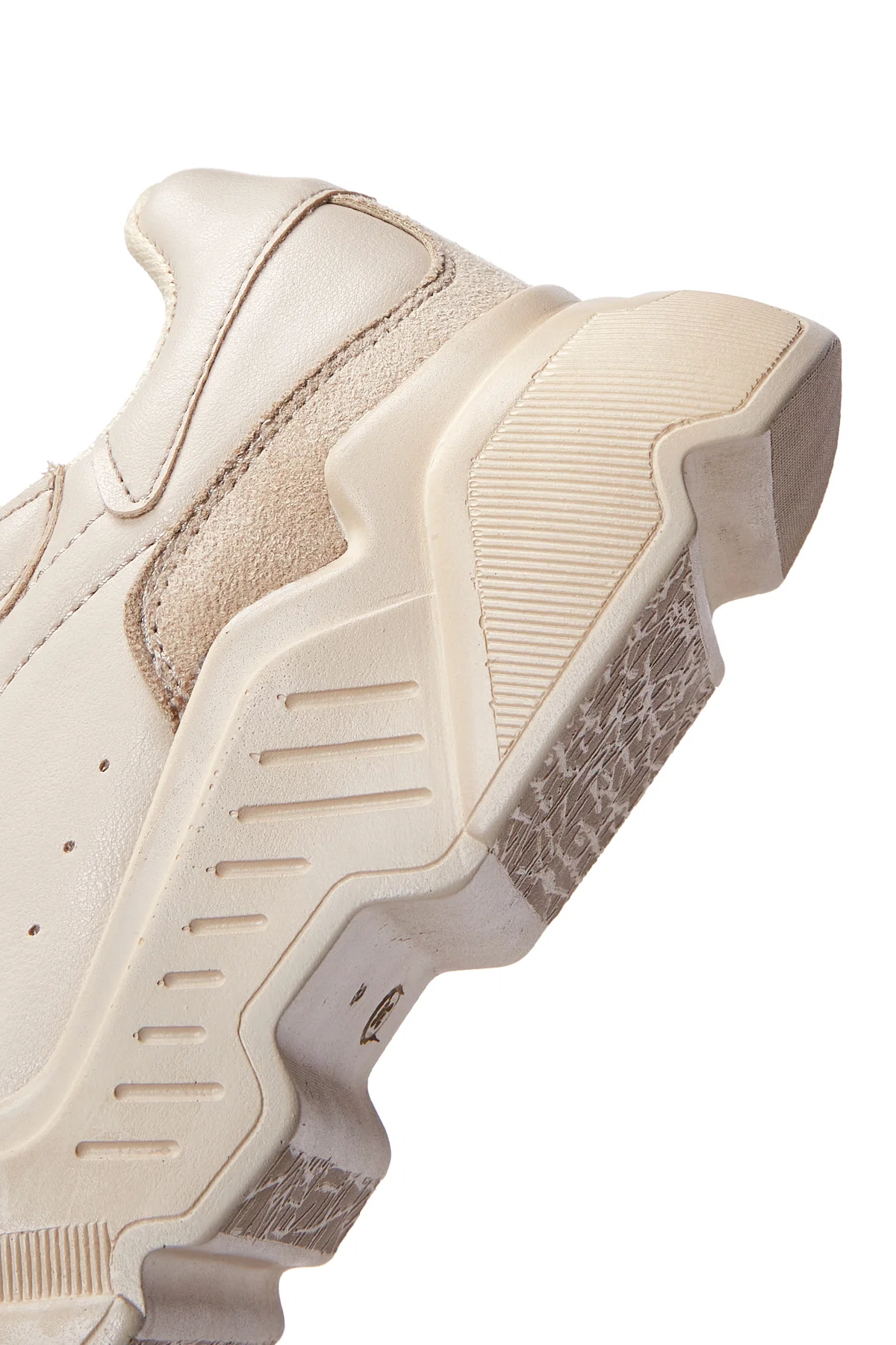 Kadın Bej Kalın Tabanlı Bağcıklı Sneaker - Image 8